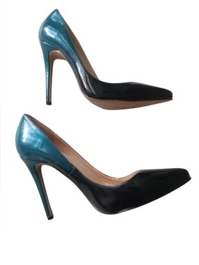 Loslandifen Womens Pointed Toe Two Tone Slender Leather Stiletto Heels Sz 9.5